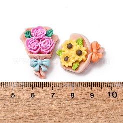 オペーク樹脂カボション  花束  ミックスカラー  23~28x20~22x8~9mm&nbsp;CRES-D311-02