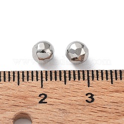 変色しない303ステンレススチールビーズ  穴なし/ドリルなし  ダイヤモンドカット  ラウンド  ステンレス鋼色  8mm&nbsp;STAS-Q302-30C-P