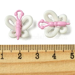 ラックメッキ合金ペンダント  スプレー塗装された蝶のチャーム  ホワイト  19x16.5x5mm  穴：5x1.5mm&nbsp;LS-PALLOY-K022-01D
