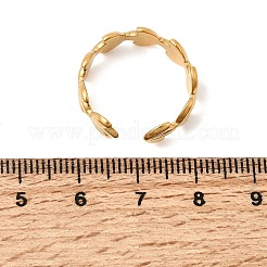 女性用304ステンレススチールカフオープンリング  葉  イオンプレーティング（ip）  18KGP本金メッキ  6.5mm  内径：18mm&nbsp;RJEW-L342-08G