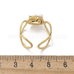 女性用304ステンレススチールカフリング  キュービックジルコニア付き  18KGP本金メッキ  11.5mm  内径：18.5mm&nbsp;RJEW-D302-03G-07
