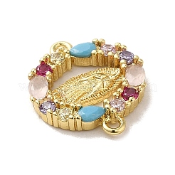 Brass Pave Colorful Cubic Zirconia Connector Charms&nbsp;X-KK-M278-02B-G