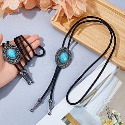 2Pcs Alloy Enamel with Synthetic Gemstone Oval Bolo Tie Necklaces&nbsp;NJEW-DC0001-28