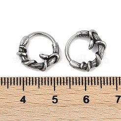 スネーク 316 サージカルステンレススチール フープピアス  フープノーズリング  アンティークシルバー  3.5x13mm&nbsp;EJEW-G416-27AS