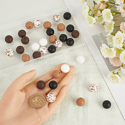 50 スタイルの食品グレードの環境に優しいシリコンビーズ 5 個  ラウンド  ミックスカラー  15mm  穴：2mm  10個/スタイル&nbsp;SIL-SC0002-14