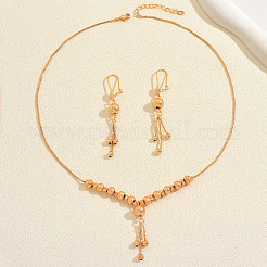 Vintage Brass Round Beaded Tassel Necklace & Earrings for Women&nbsp;VG0776