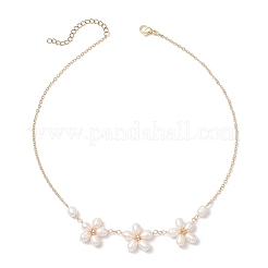Brass Flower Link Chain Necklace&nbsp;NJEW-TA00196
