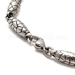 304ステンレススチール製スネーク柄オーバルリンクチェーンブレスレット  アンティークシルバー  9-1/8インチ（23cm）&nbsp;BJEW-E094-10AS