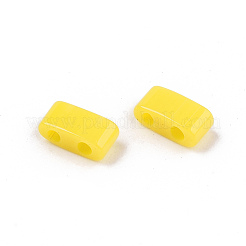 Fgb2穴ガラスシードビーズ  不透明色  長方形  きいろ  4.5~5.5x2x2~2.5mm  穴：0.5~0.8mm  約2000個/袋&nbsp;SEED-S031-M-SH42