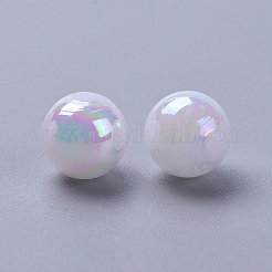 環境に優しいポリスチレンアクリルビーズ  ABカラーメッキ  ラウンド  ホワイト  8mm  穴：1mm  約2000個/500g&nbsp;PL425-8