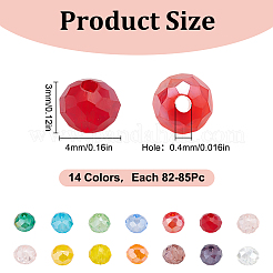 14 Strands 14 Colors Electroplate Glass Beads Strands&nbsp;EGLA-GO0001-06