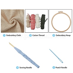 プラスチック製の DIY キット  刺繍フープ付き  はさみ  糸通し器と棒  DIYクラフトステッチアップリケ装飾用  カラフル  260x270x0.7mm&nbsp;DIY-WH0183-07