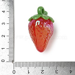 明るいアクリルパーツ  模造ゼリー  イチゴのチャーム  暗闇で光る  レッド  33.5x20x18.5mm  穴：3.2mm&nbsp;AC-CBAC788-04A