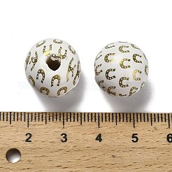 聖パトリックの日シリーズ プリントされたシマウッドヨーロピアンビーズ  馬蹄  15.5~16x15mm  穴：4mm&nbsp;WOOD-V002-01F