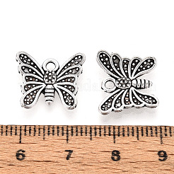 合金のチベット風チャーム  蝶  カドミウムフリー＆鉛フリー  アンティークシルバー  13.1x15.1x2.5mm  穴：1.8mm&nbsp;PALLOY-T090-100AS