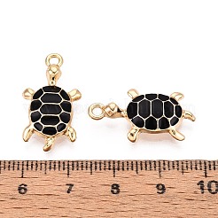 合金エナメルチャーム  タートルチャーム  ゴールドカラー  ブラック  24x13x4mm  穴：1.8mm&nbsp;PALLOY-T092-26G-01
