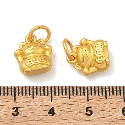 合金ペンダント  招き猫チャーム  マットゴールドカラー  12x11x6mm  丸カン：6x1ミリ  内径：5mm&nbsp;FIND-G111-10MG-03