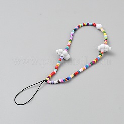 アクリル携帯ストラップ  ナイロンコード付き  雲  カラフル  222mm&nbsp;HJEW-WH0001-28A