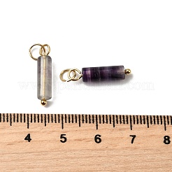 天然石蛍石ペンダント  304ステンレススチールの丸カン付きコラムチャーム  ゴールドカラー  18.5~19x4~4.5mm  穴：3.5mm&nbsp;X-STAS-C120-01G-05