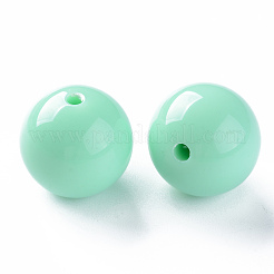 不透明なアクリルビーズ  ラウンド  アクアマリン  20x19mm  穴：3mm&nbsp;X-MACR-S370-C20mm-A05