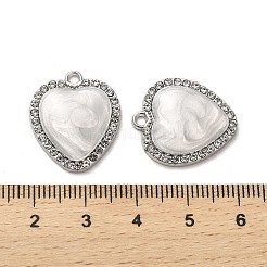合金エナメルチャーム  ラインストーン付き  ハートチャーム  プラチナ  21x18x3mm  穴：1.8mm&nbsp;ENAM-R145-06P