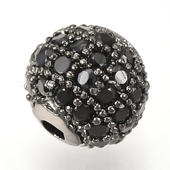 Brass Micro Pave Cubic Zirconia Beads&nbsp;ZIRC-Q013-10mm-143B