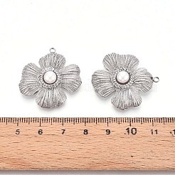 304ステンレスペンダント  ABSの模造パールと  花のチャーム  ステンレス鋼色  30.5x28.5x6.5mm  穴：2mm&nbsp;STAS-N109-165P