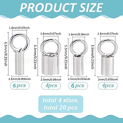 4 スタイル ロジウムメッキ 925 スターリングシルバーコードエンド  エンドキャップ  プラチナ  5.5~6.5x1.5~2.5mm  穴：1.6~1.8mm  内径：0.8~2mm&nbsp;STER-PH0003-37
