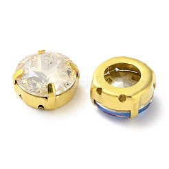 縫い付けラインストーン  ガラスクリスタルラインストーンマルチ連リンク  真鍮製爪付き台座付き  衣料品アクセサリー  多面カット  フラットラウンド  ゴールドカラー  12x7mm  穴：1.2mm&nbsp;EGLA-F161-01G
