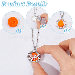 3Pcs 3 Styles Stainless Steel Hollow Essential Oil Diffuser Locket Pendant Necklaces&nbsp;NJEW-HS0001-26A