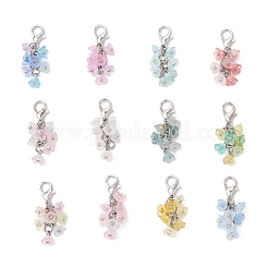 アクリルペンダントの装飾  亜鉛合金カニカン付き  花  ミックスカラー  29.5~30mm  12個/セット&nbsp;HJEW-JM03447