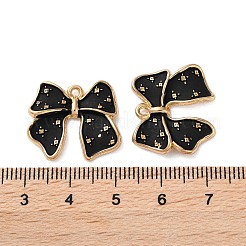 合金エナメルチャーム  カドミウムフリー＆ニッケルフリー＆鉛フリー  蝶結び  ブラック  19x21x4mm  穴：1.4mm&nbsp;FIND-O003-07C-G