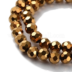 ファセット (32 ファセット) 電気めっきガラス ビーズ 連売り  ラウンド  黄金メッキ  6x5mm  穴：1mm  約88~91個/連  19.49~20.08インチ（49.5~51cm）&nbsp;X-EGLA-R042-6mm-03