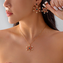 Alloy Rhinestone Snowflake Pendant Necklace & Stud Earrings Set for Women&nbsp;FS-WGDD9A4-03