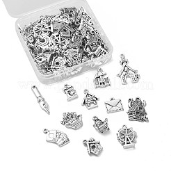 60pcs12スタイルチベットスタイルアロイペンダント  犬小屋＆コーヒーマシン＆風車  アンティークシルバー  15~24.5x11~20x1~4mm  穴：2mm  5個/スタイル&nbsp;ST-CJ0002-56