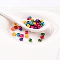 鉛フリーロンデル天然木ビーズ  染め  4mm  穴：約1.2mm&nbsp;X-YTB026