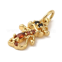Brass Micro Pave Red Cubic Zirconia Pendants&nbsp;KK-R162-020A-G