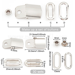 30 Sets Stainless Steel Peaked Cap Adjuster Kits&nbsp;FIND-BC0004-67P