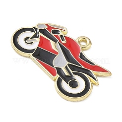 レーシングカーをテーマにした合金エナメルペンダント  バイクチャーム  ゴールドカラー  レッド  19x28x1.2mm  穴：1.7mm&nbsp;AL-CBA4666-03C-02