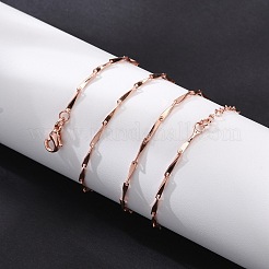 Brassl Twisted Bar Link Chain Necklaces for Men Women&nbsp;NJEW-G160-15RG