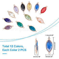 24Pcs 12 Colors Glass Links Connectors&nbsp;GLAA-PH0001-43