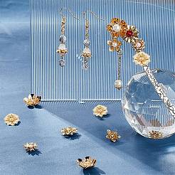 20 個 5 スタイル真鍮ビーズキャップ  マルチ花弁  花  18KGP本金メッキ  11~16x4.5~6mm  穴：1mm  4個/スタイル&nbsp;KK-SC0004-92