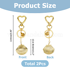 2Pcs Brass Shell Shape Pendant Keychains&nbsp;HJEW-HS00090