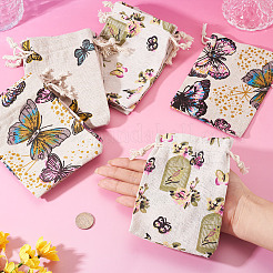 15Pcs 3 Styles Butterfly Printed Polycotton(Polyester Cotton) Packing Pouches Drawstring Bags&nbsp;ABAG-TA0002-14