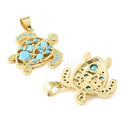 Brass Micro Pave Sky Blue Cubic Zirconia Pendants&nbsp;CU-CBA6938-05G-02