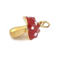304ステンレススチールエナメルペンダント  丸カン付き  きのこチャーム  ゴールドカラー  ファイヤーブリック  17.5x12x11.5mm  穴：3.3mm&nbsp;LS-STAS-M120-06A-G01