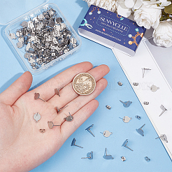 100Pcs Flat Round Shape 304 Stainless Steel Stud Earring Findings&nbsp;STAS-SC0008-60
