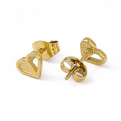 PVD 真空メッキ 304 ステンレススチール製 女性用小さなハートスタッドピアス  ゴールドカラー  5.5x7mm  ピン：0.8mm&nbsp;EJEW-P212-04G