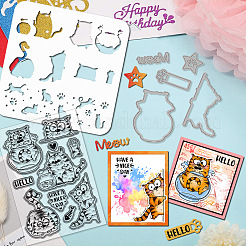 Kitten Theme 1Pc Carbon Steel Cutting Dies Stencils&nbsp;DIY-GL0003-212