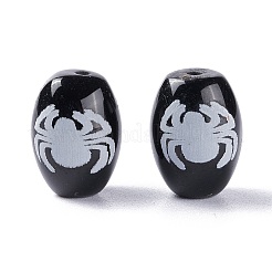 チベット風ジービーズ  天然石瑪瑙ビーズ  染め＆加熱  オーバル  クモ柄  13.5x10mm  穴：1.2mm&nbsp;TDZI-Z001-43